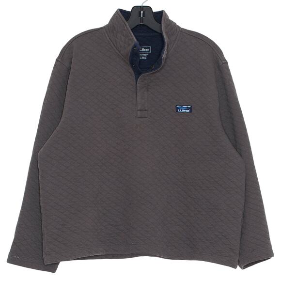 LL Bean 1/4 Snap Pullover Quilted Preppy Casual Sporty Outdoor Gorp Gray Large - Picture 1 of 8
